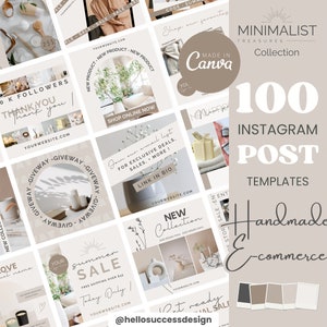X100 Modèles de publication Instagram Beige neutre Fait main Entreprise Boutique de produits personnalisés Contenu e-commerce Publication d'entrepreneur Réseaux sociaux MT1