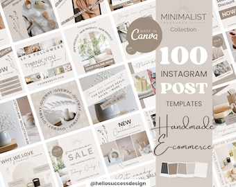 X100 Instagram Post Templates Neutral Beige Handmade Business Custom Product Shop E-commerce Content Entrepreneur Post Social Media MT1