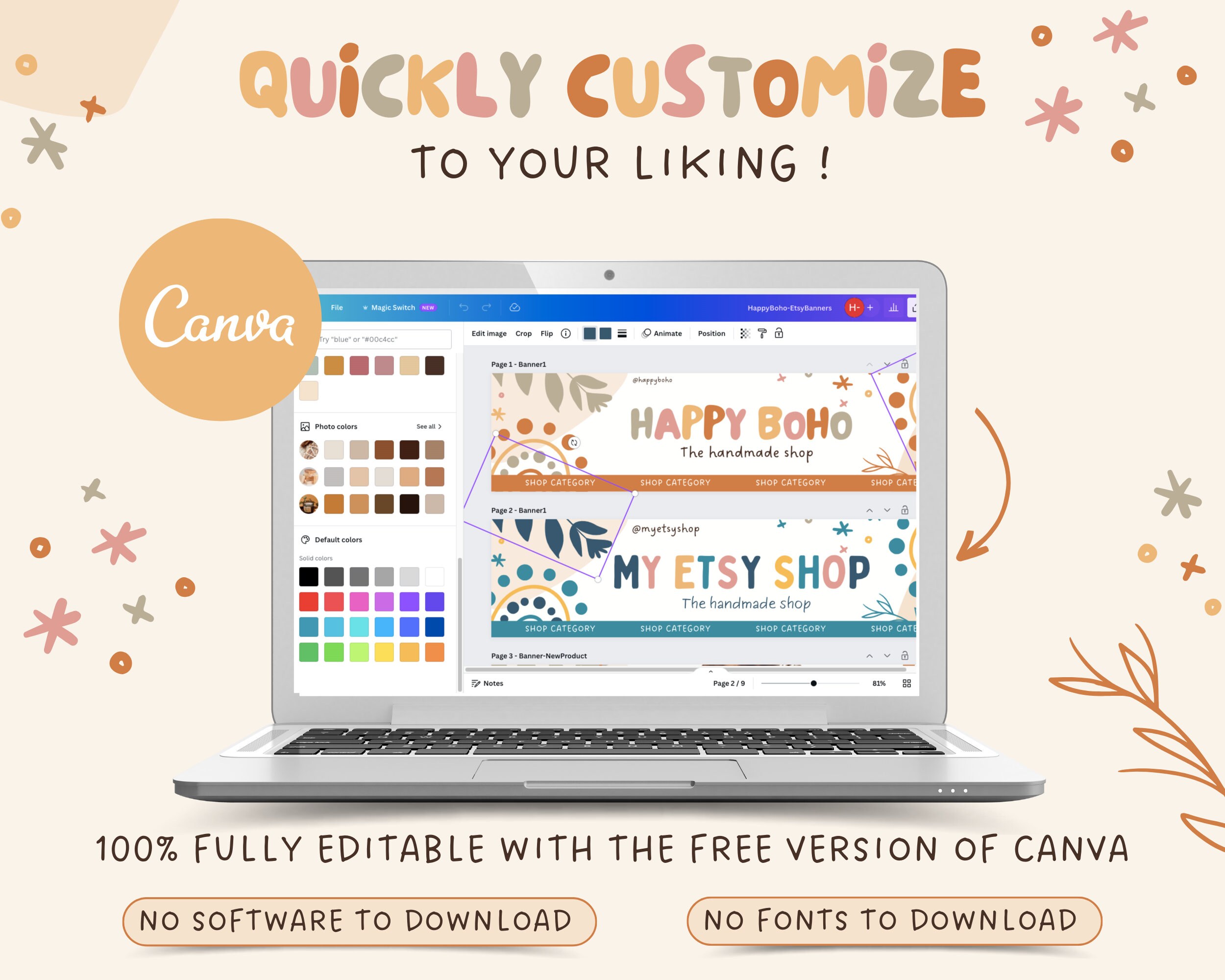 Etsy Shop Bundle Etsy Shop Banner Canva Template Branding Kit Listing ...