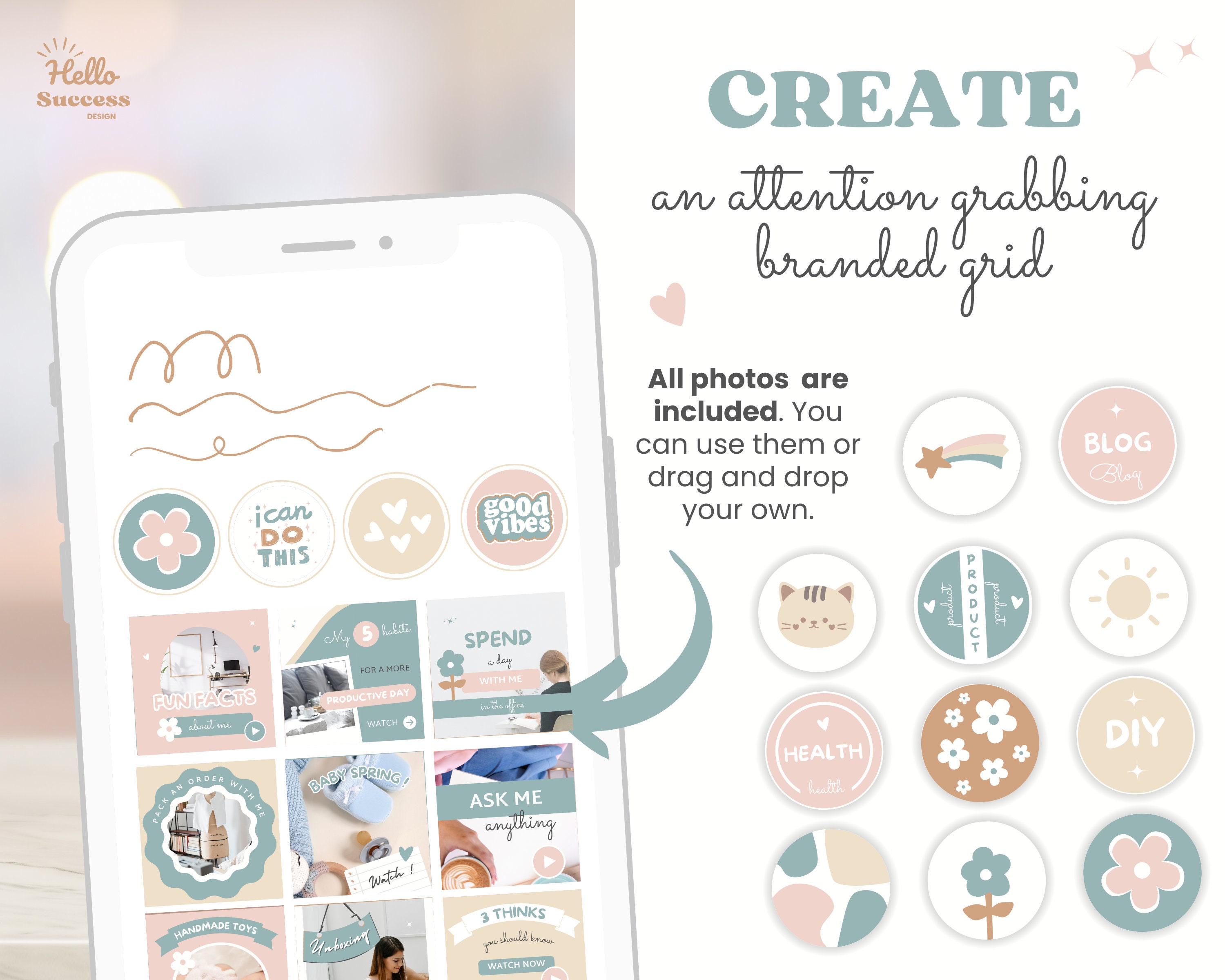 Pastel Instagram Bundle - Posts, Stories, Carousels, Quotes, Stickers ...