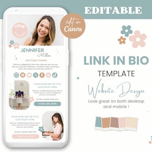 Pastell Boho Länk i Bio Mall Canva, Länkar Hemsida, Instagram Landningssida, Canva Hemsida, Länk i Bio Småföretag Barn Baby Varumärkesbyggande BC1