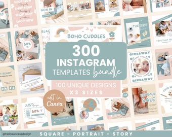Pastelkleur Instagram Canva-sjablonen 300 vierkant 4:5 portret Verhaalberichten Kids Baby Productbranding Social-mediapakket BC1