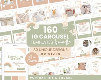Cottagecore Instagram-carrousels canva-sjablonen, socialmediapakket voor kinderen en baby's, 4:5 portretposts CC1