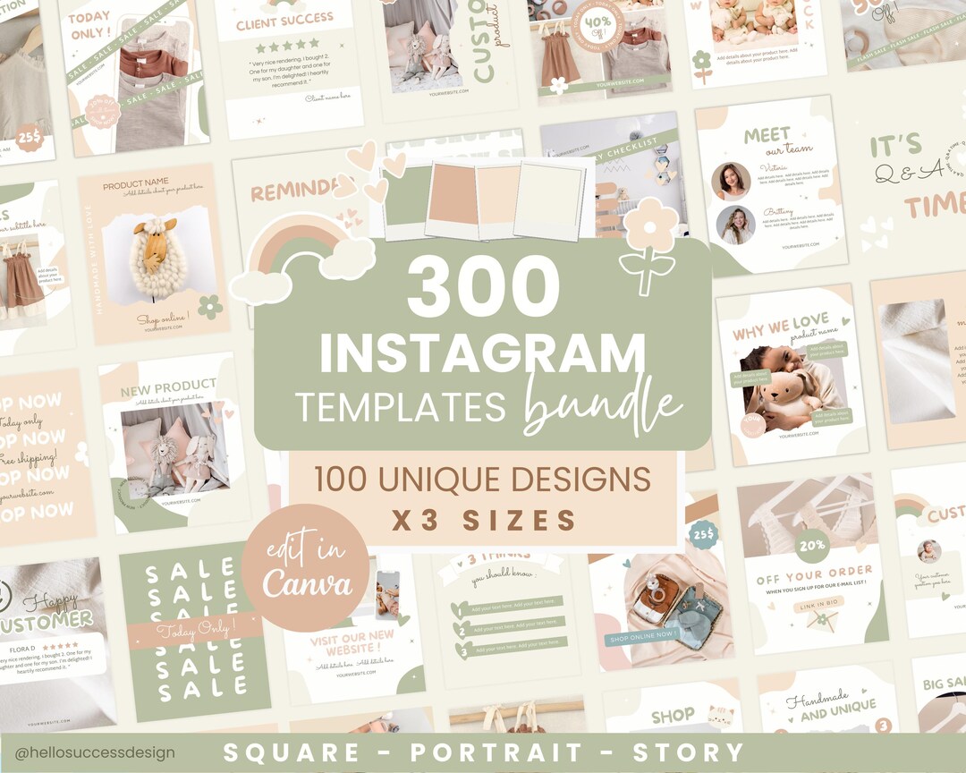 Plantillas de Instagram Canva con temática Cottagecore, paquete para ...