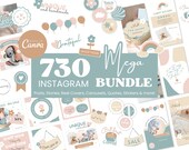 Pastel Instagram Bundle - Posts, Stories, Carousels, Quotes, Stickers, Reels Templates - Handmade Product - Kids Cute Social Media Pack BC1