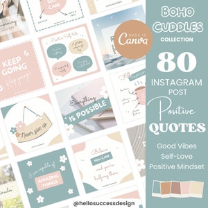 Positive Zitate - Pastell Instagram Post Vorlagen - Gute Stimmung Selbstliebe Inspirierende IG Mindset Feed - Cute Kid Branding Social Media BC1