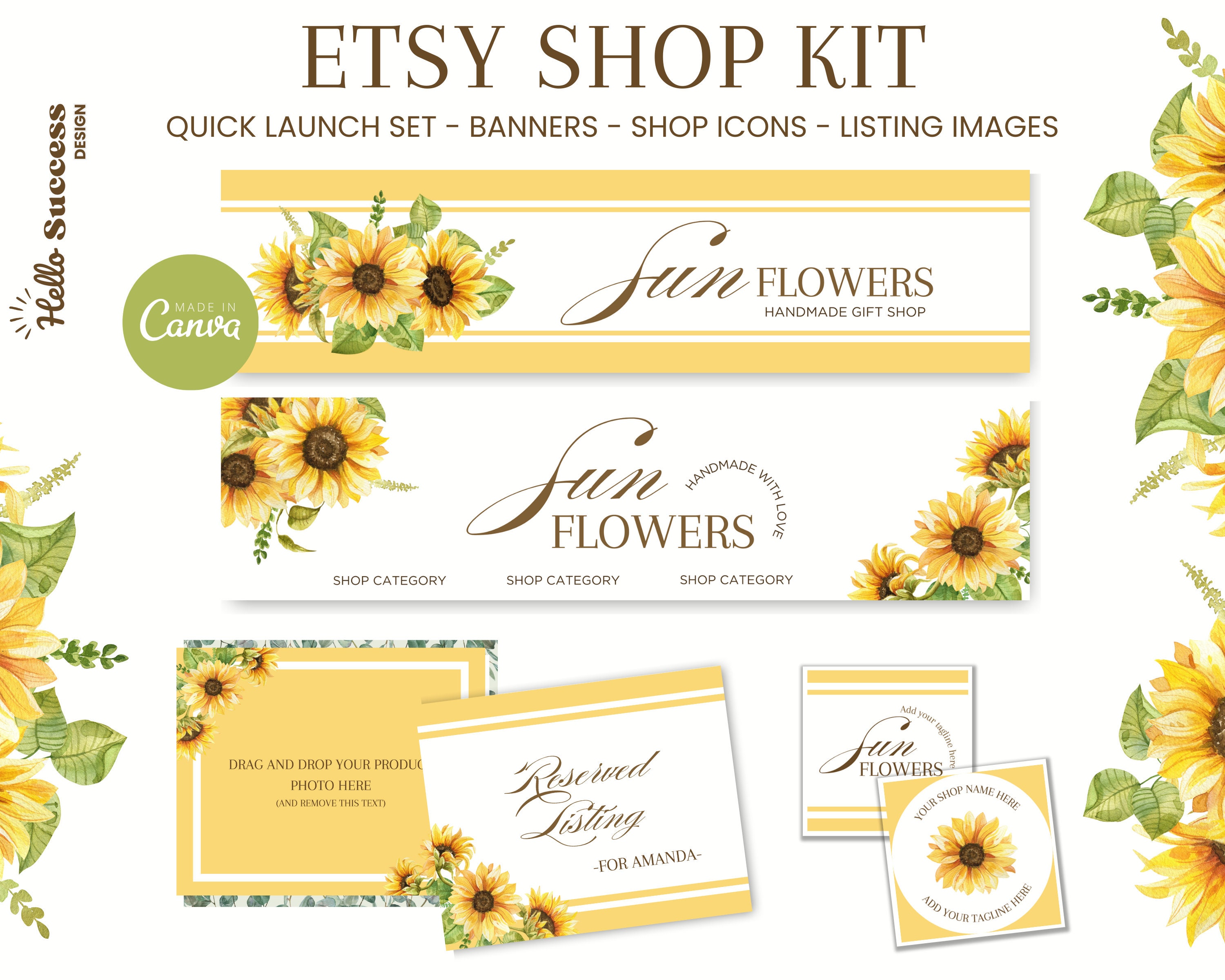 Vintage Summer Floral Bunting - Sunflowers, Butterflies, Bees & Birds Banner (3 Meters Long)