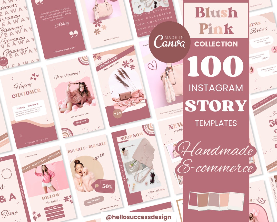 Blush Pink Instagram Story Post Templates - Feminine Boho Handmade ...