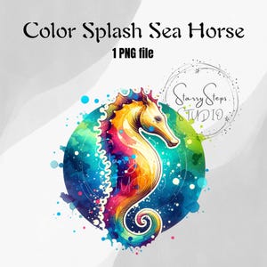 Color Splash Sea Horse Clipart: Transparent PNG Download