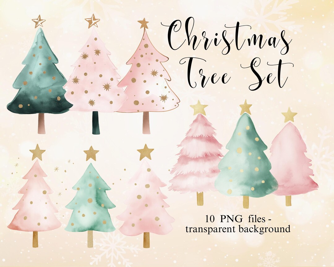 Christmas Tree Set Clipart Digital Download, Fir Tree Set Transparent ...