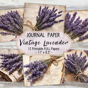Vintage Lavender Junk Journal Pages, Vintage lavender Papers, Vintage Lavender Background Digital Papers Scrapbook Ephemera Junk Journal Kit