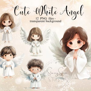 Carino angelo bianco Clipart Download digitale, carino bambino angelo PNG trasparente, creazione di biglietti, album, adesivi, diario spazzatura, uso commerciale