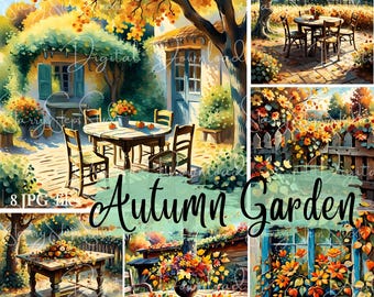 Autumn Garden Clipart Bundle: Fall JPG Images (Digital Download)