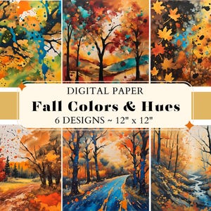 Papeles digitales con colores y matices de otoño, paquete de papel con fondo de colores de otoño, papel otoñal imprimible para manualidades, álbumes de recortes, uso comercial