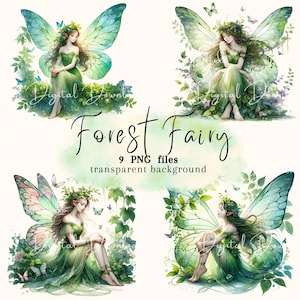 Forest Fairy Clipart: Transparent PNG Files for Scrapbooking (Digital Download)