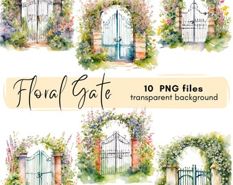 Floral Gate Clipart Bundle: Spring Flower PNGs for Scrapbooking (Digital Download)