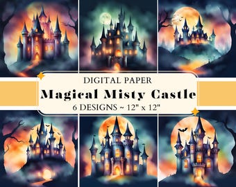Magical Castle Digital Paper: Dreamy Scrapbook & Journal Backgrounds (Digital Download)
