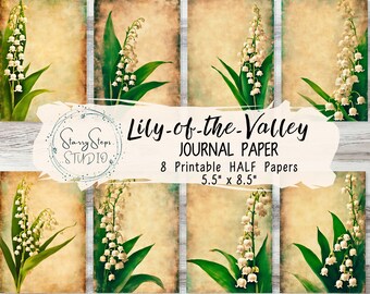 Vintage Lily-of-the-Valley Junk Journal Pages: Shabby Chic Ephemera (Digital Download)