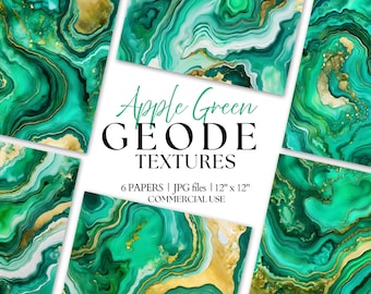 Apple Green Geode Texture Digital Paper: Marble Agate Backgrounds (12x12in JPG, 300 DPI)