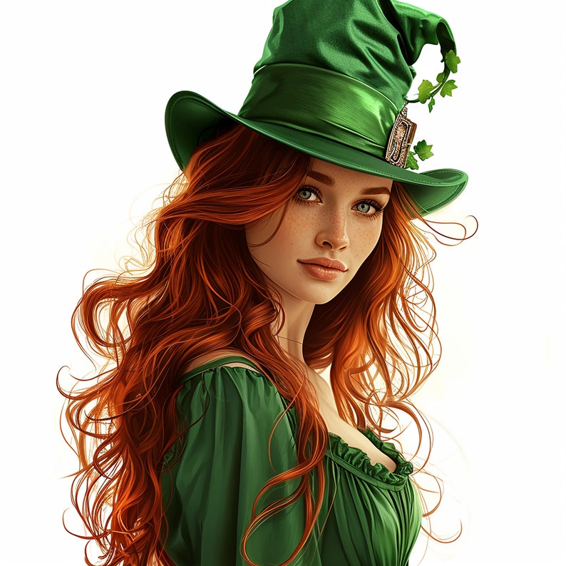 Illustration Realistic Pretty Irish Girl Traditional Clothes Gift for ...