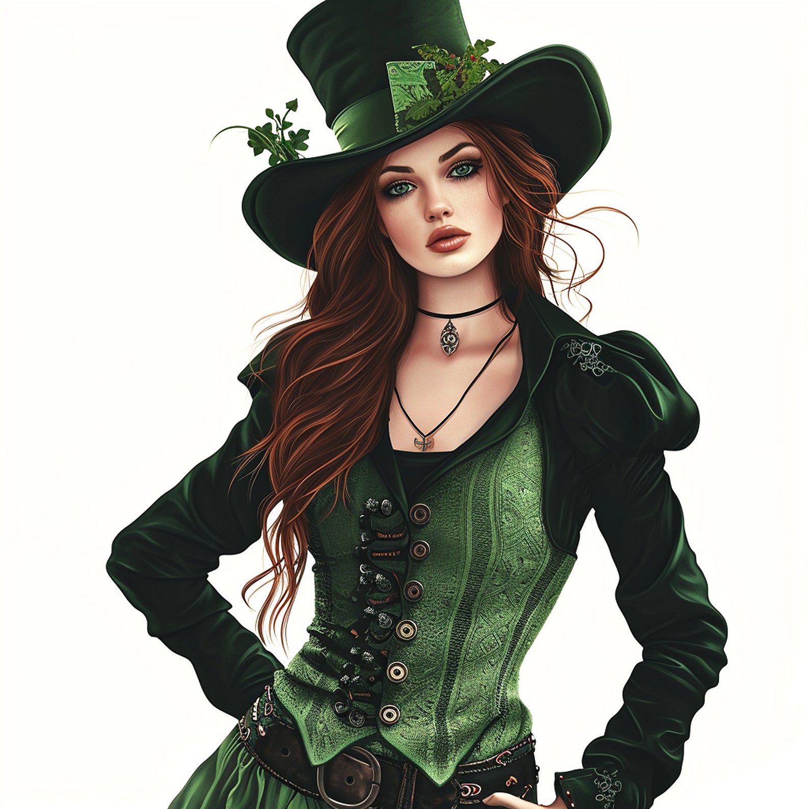 Illustration Realistic Pretty Irish Girl Traditional Clothes Gift for ...
