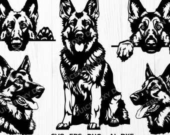German Shepherd Dog SVG, Police Dog Face Design, Dog Svg Files for Cricut, Pet Lover Gifts, Dog Breed, Instant Digital Downloads