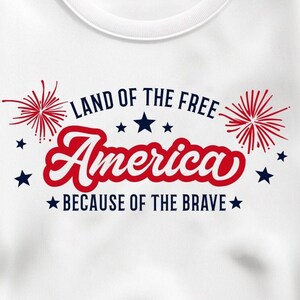 America Land of the Free SVG PNG – 4th of July Patriotic Quote Design – Memorial Day Shirt Sublimation – USA Independence Day Clipart