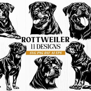 Rottweiler SVG Bundle: 11 Dog Designs, Rottie Clipart (Digital Download)
