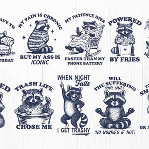 Funny Raccoon SVG Bundle for Trendy Shirts - Stay Trashy Sarcastic Animal Quotes image 4