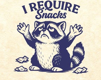 Funny Raccoon SVG PNG, Snack Lover Shirt Design, Cute Foodie Quote Cut File, Trash Panda Gift