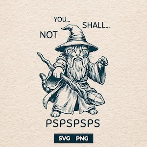 Gato mago SVG, No te atrevas a... PNG, Diseño de camiseta de gato de fantasía divertida