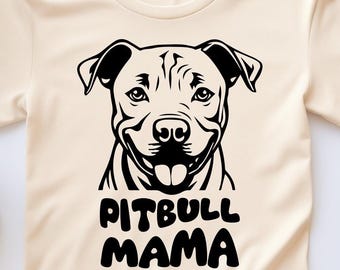Pitbull Mama SVG, Retro Dog Mom Shirt Design (Instant Download)