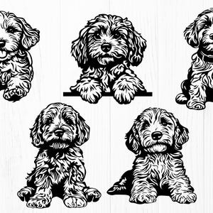Cavapoo Dog SVG Bundle – 10 Cute Puppy Silhouette Designs, Digital ...