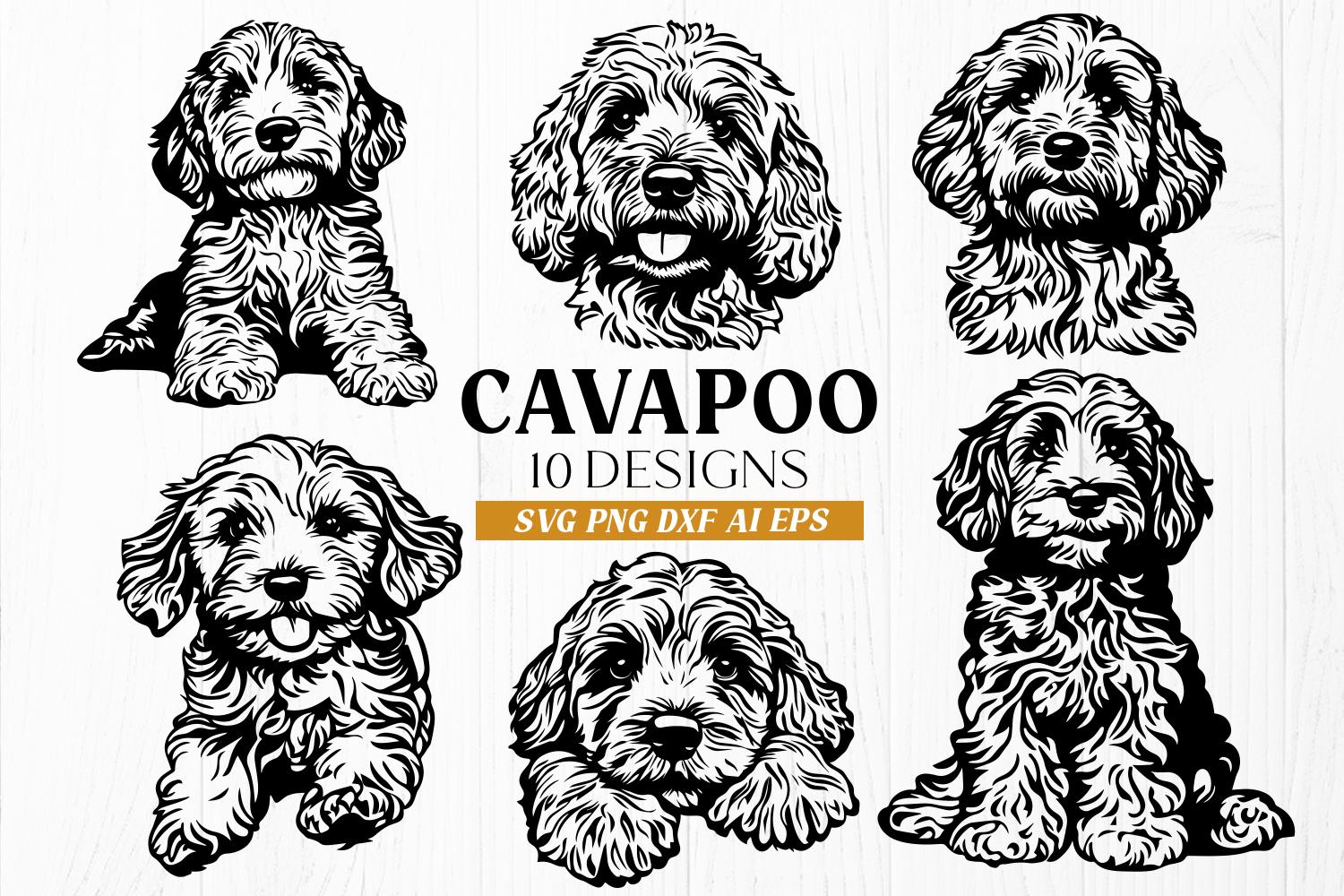 Cavapoo Dog SVG Bundle – 10 Cute Puppy Silhouette Designs, Digital Clipart for Cricut and Sublimation
