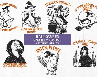 Spooky Goose SVG Bundle, Halloween Goose PNG, Honkus Ponkus Cut File, Witch Goose Shirt Design