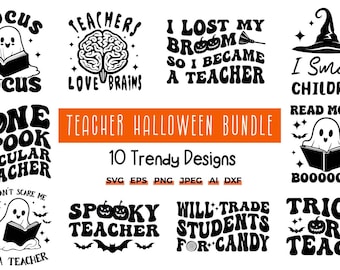 Teacher Halloween SVG Bundle | Spooky Designs (Digital Download)