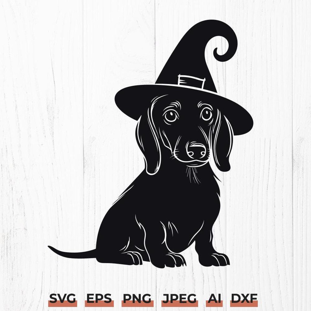 Witch Hat Dachshund SVG | Halloween Dog Cut File for Crafting & DIY ...