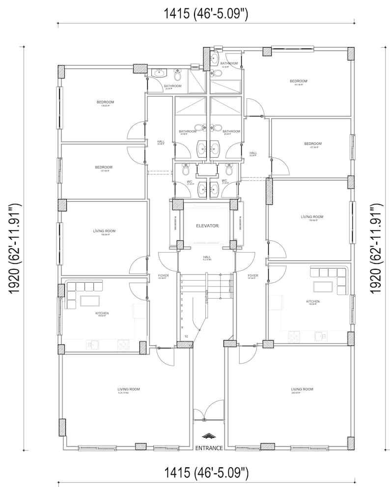 Gallery Detail: 3 Story Modern Apartment Plan 6 Flats Modern Residence Pdf