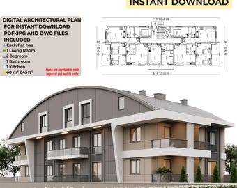 4-Story Modern Apartment Plan: 10 Flats, Modern Residence (PDF,JPG, CAD)