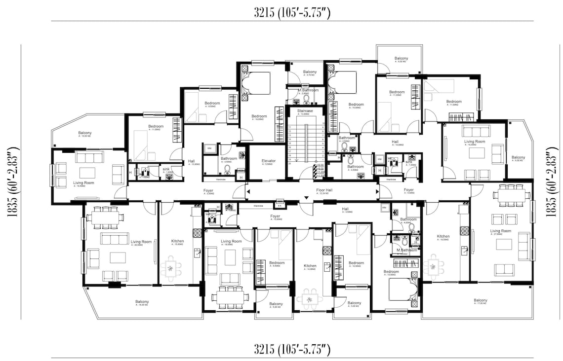 Picture Idea: 5 Story Modern Apartment Plan 12 Flats Modern Residence Pdf