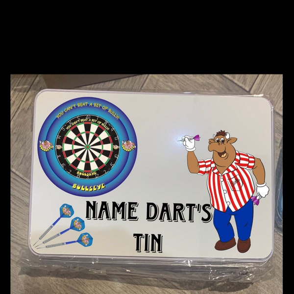 Darts personalised silver tin  SPECIAL OFFER 3 weeks only then will be back to 10.99