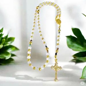 Handmade Crystal Rosary Beads with Gold-Plated Cross