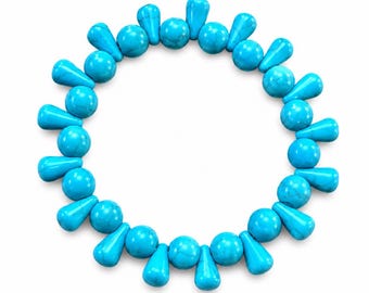 Handmade Imitation Turquoise Stretch Bracelet: Southwestern Boho Jewelry