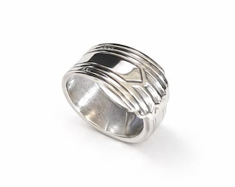 Sterling Silver Spoon Ring: Minimalist Band, Adjustable Unisex Everyday Jewelry