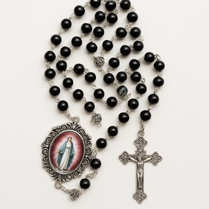 Black Rosary Beads, Handmade Rosary Beads, Prayer Rosary, Catholic Rosary Beads, Silver and Black Rosaries