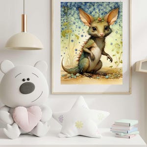 Baby chupacabra unframed wall art print baby nursery unique creature art cryptid art kids room cute chupacabra print cryptid fan gift idea