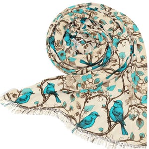 bird Scarf gift for her bird lover birthday gift for wife clothing for women cottagecore accessory for coworker gift under 30 bird fan scarf