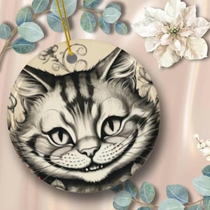 Alice in Wonderland Cheshire cat Xmas ornament Alice in wonderland fan gift Christmas decor storybook literary gift Cheshire cat lover gift