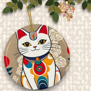 Lucky cat Ornament Japanese Lucky cat Christmas Gift for Cat Lover Personalized lucky Cat Decoration whimsical home Decor maneki neko charm