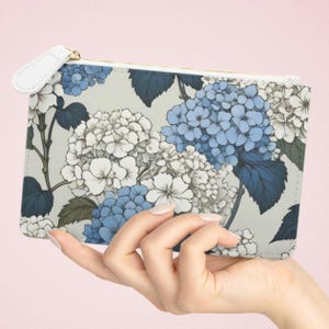 Hortensie Clutch Tasche Boho Reise-Make-up-Tasche Blumen kleine Geldbörse Geschenk für sie Geldbörse Karte Geldbörse Frau Geschenk winzige Handtasche Geburt Blume